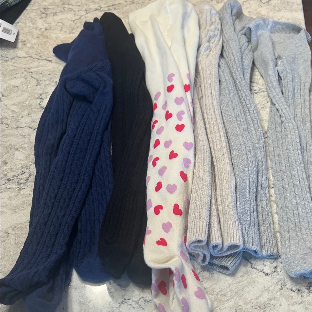 Carter's and Mini Boden Kids Tights - Navy, Black, Cream, Gray. Size 4-6.